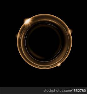 Abstract gold lighting luxury circle design with glitter effect on dark background. Use for your product element.