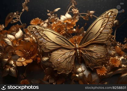 Abstract golden butterfly. Fashion decoration. Generate Ai. Abstract golden butterfly. Generate Ai