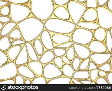 Abstract golden circles on a white background. 3d render illustration.. Abstract golden circles on a white background.