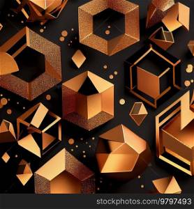 Abstract Golden Geometric Bckground. Generative AI