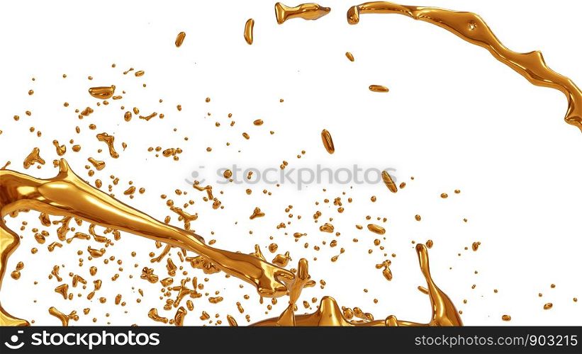 Abstract golden liquid smooth background with waves luxury. 3D illustration