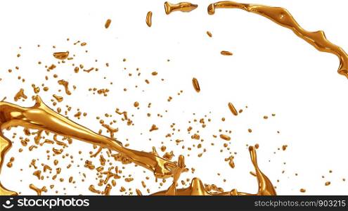 Abstract golden liquid smooth background with waves luxury. 3D illustration
