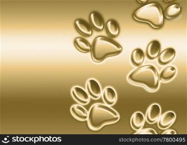 abstract golden paw prints. abstract background image of golden paw prints going up the image