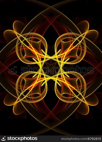abstract golden red glowing wavy symmetrical pattern