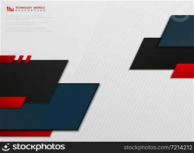 Abstract gradient blue and red tech template future on white background. You can use for ad, poster, artwork, template design, annual report. illustration vector eps10