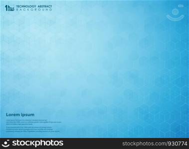 Abstract gradient blue of science pentagon technology futuristic pattern background. Hexagon design for using in poster, ad, brochure, annual magazine and art work. vector eps10