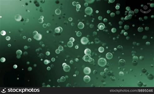 Abstract Graduated Green Background With Floating Balls