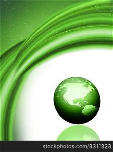 Abstract green background with 3D globe