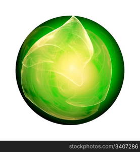 Abstract green ball isolated. Computer generated this image. Isolated from background