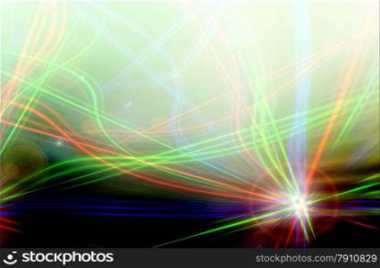 abstract green color background with motion ray technology