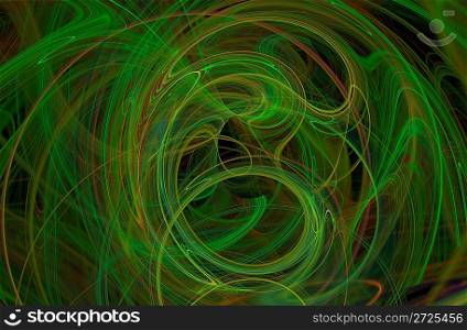 abstract green fractal image on black background