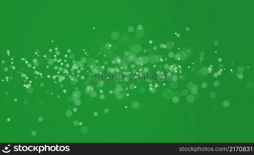 Abstract green illuminate blur bokeh background for Christmas or Saint Patrick Day holidays 3D render illustration