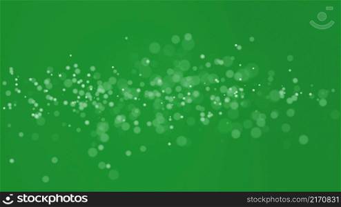 Abstract green illuminate blur bokeh background for Christmas or Saint Patrick Day holidays 3D render illustration