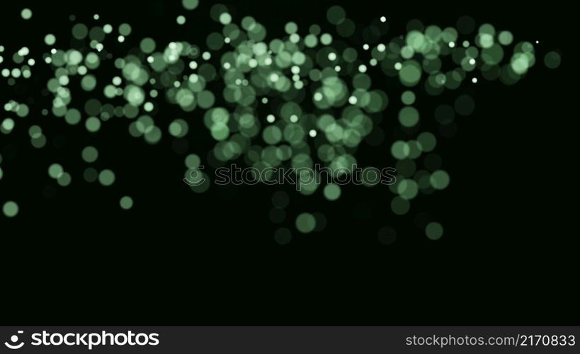 Abstract green illuminate blur bokeh background for Christmas or Saint Patrick Day holidays 3D render illustration