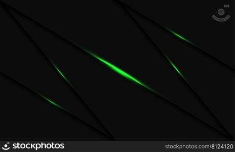 Abstract green light line triangle geometric on black design modern futuristic background vector illustration.