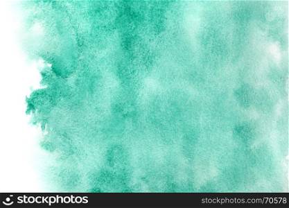Abstract green watercolor background with isolated edge