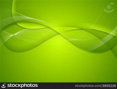 Abstract green wavy bright background