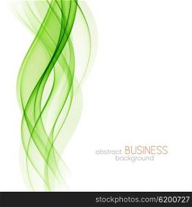 Abstract green wavy lines. Colorful background green wave
