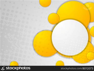 Abstract grey grunge background with orange circles