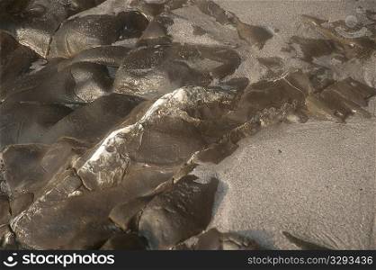 abstract grey rock formations formed by water erosion