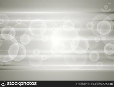 Abstract grey tech background with circle bubbles and stripes. Abstract grey tech background with circles