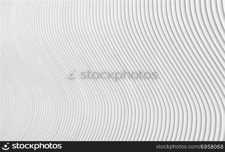 Abstract grey white waves and lines pattern. 3d render