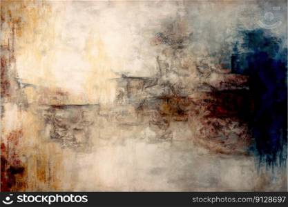 Abstract grunge ancient painting on oil painting background. Concept of prehistoric landscape artwork vintage design in creativity artistic. Finest generative AI.. Abstract grunge ancient painting on oil painting background.