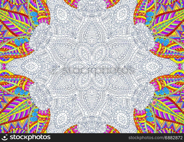 Abstract half-painted outline concentric pattern