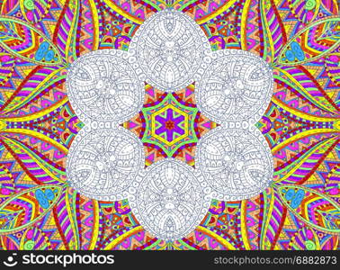 Abstract half-painted outline concentric pattern