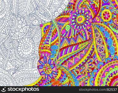 Abstract half-painted outline pattern, hand drawn