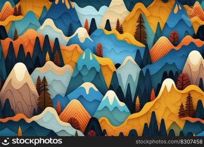 Abstract hand drawn pattern of landscape with mountains. High quality illustration. Abstract hand drawn pattern of landscape with mountains.