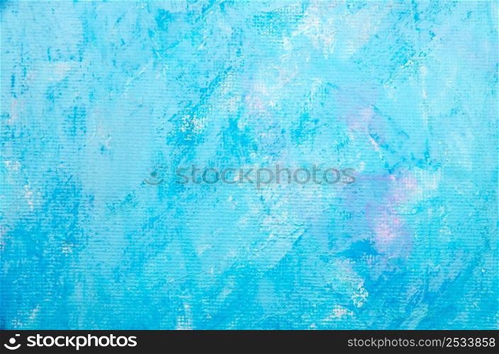 abstract hand painted blue paint canvas background