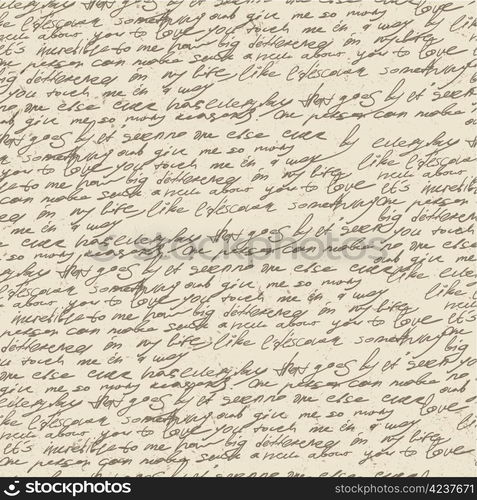 Abstract handwriting on old vintage paper. Seamless pattern, vector, EPS10.