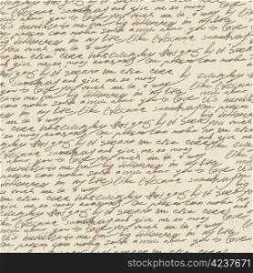 Abstract handwriting on old vintage paper. Seamless pattern, vector, EPS10.
