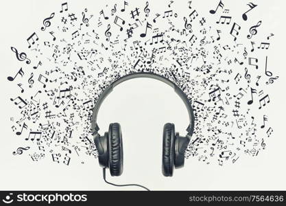 Abstract Headphones And Sign Musical Note