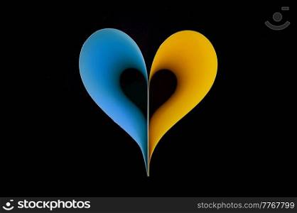 Abstract Heart Shape from Paper with colors Flag Of Ukraine