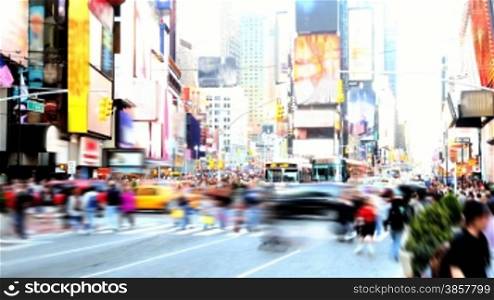 Abstract, high-contrast time lapse of Times Square in the daytime