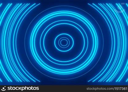 Abstract high-tech Sci-fi tunnel with neon lights 3d rendering
