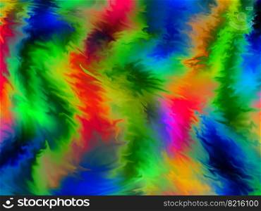 Abstract holographic backdrop with bright multicolored watercolor mixing together. abstract holographic texture with wavy lines