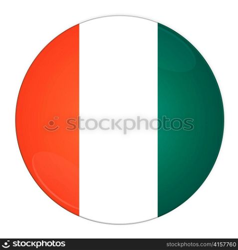 Abstract illustration: button with flag from Cote d&acute;Ivoire country