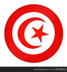 Abstract illustration: button with flag from Tunisia country