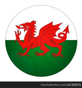 Abstract illustration: button with flag from Wales country