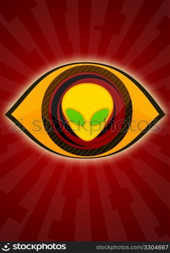 Abstract illustration of an alien in a eye shape