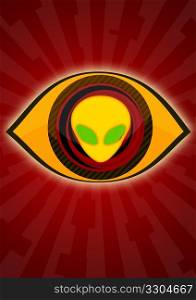 Abstract illustration of an alien in a eye shape