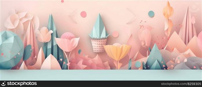 Abstract illustration pastel color birthday theme Birthday Banner concept. Generative AI.