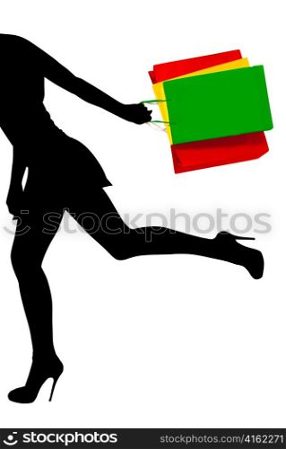 Abstract illustration: running shopping girl