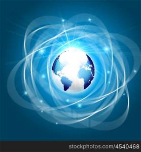 Abstract image of the Earth with lines and lights
