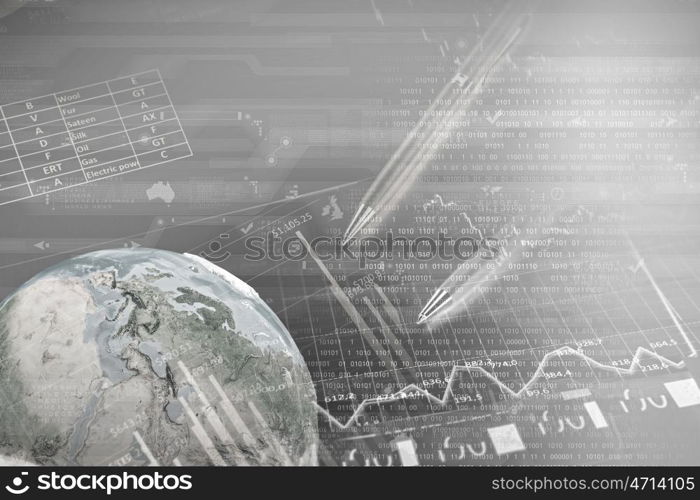 Abstract image planet earth on background of business devices. Elements of this image are furnished by NASA. Business Earth images