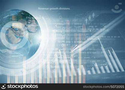 Abstract image planet earth on background of business devices. Elements of this image are furnished by NASA. Business Earth images