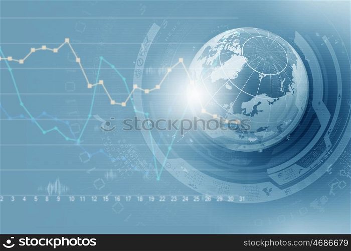 Abstract image planet earth on background of business devices. Business Earth images